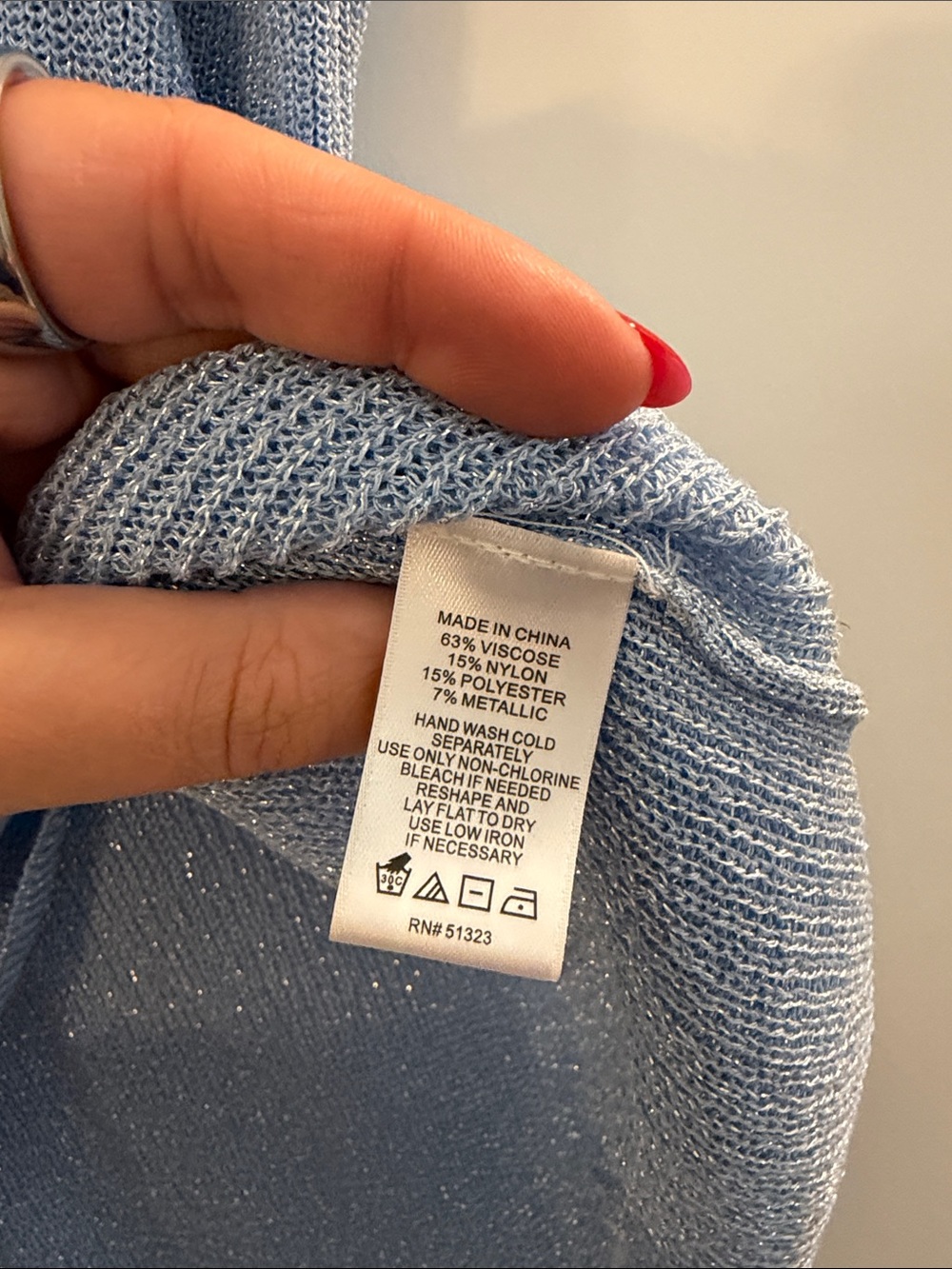 CeCe Sparkle V-Neck Knit Top in Light Blue - Picture 4 of 4